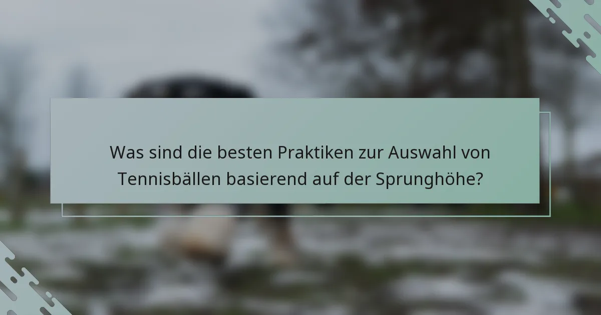 Was sind die besten Praktiken zur Auswahl von Tennisbällen basierend auf der Sprunghöhe?