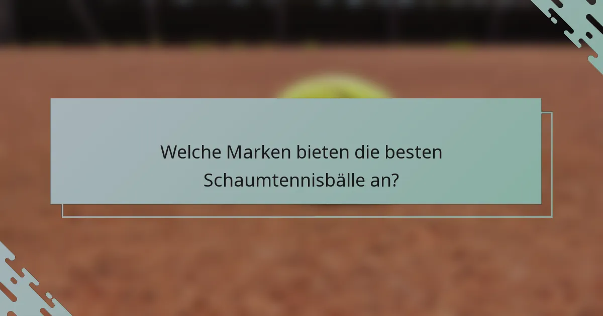Welche Marken bieten die besten Schaumtennisbälle an?