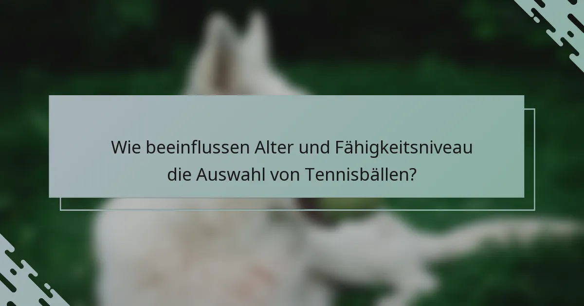 Wie beeinflussen Alter und Fähigkeitsniveau die Auswahl von Tennisbällen?