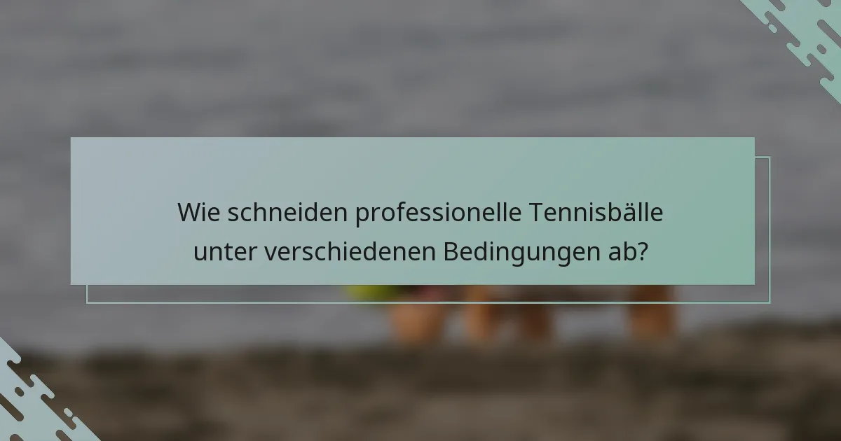 Wie schneiden professionelle Tennisbälle unter verschiedenen Bedingungen ab?