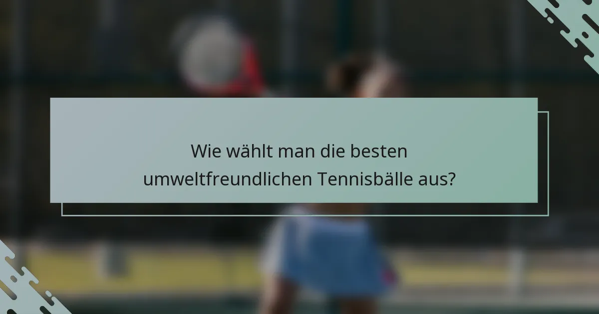 Wie wählt man die besten umweltfreundlichen Tennisbälle aus?